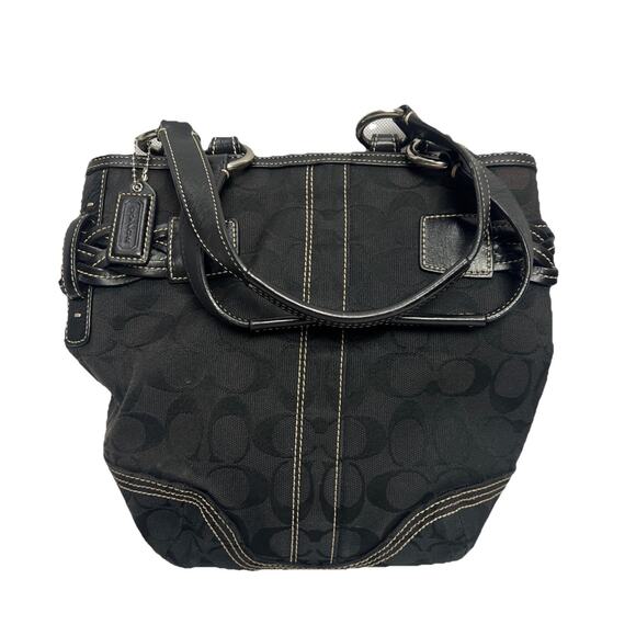 Coach 5088 SMALL Vintage Soho Black Signature C Canvas & Leather Tote - Picture 1 of 16